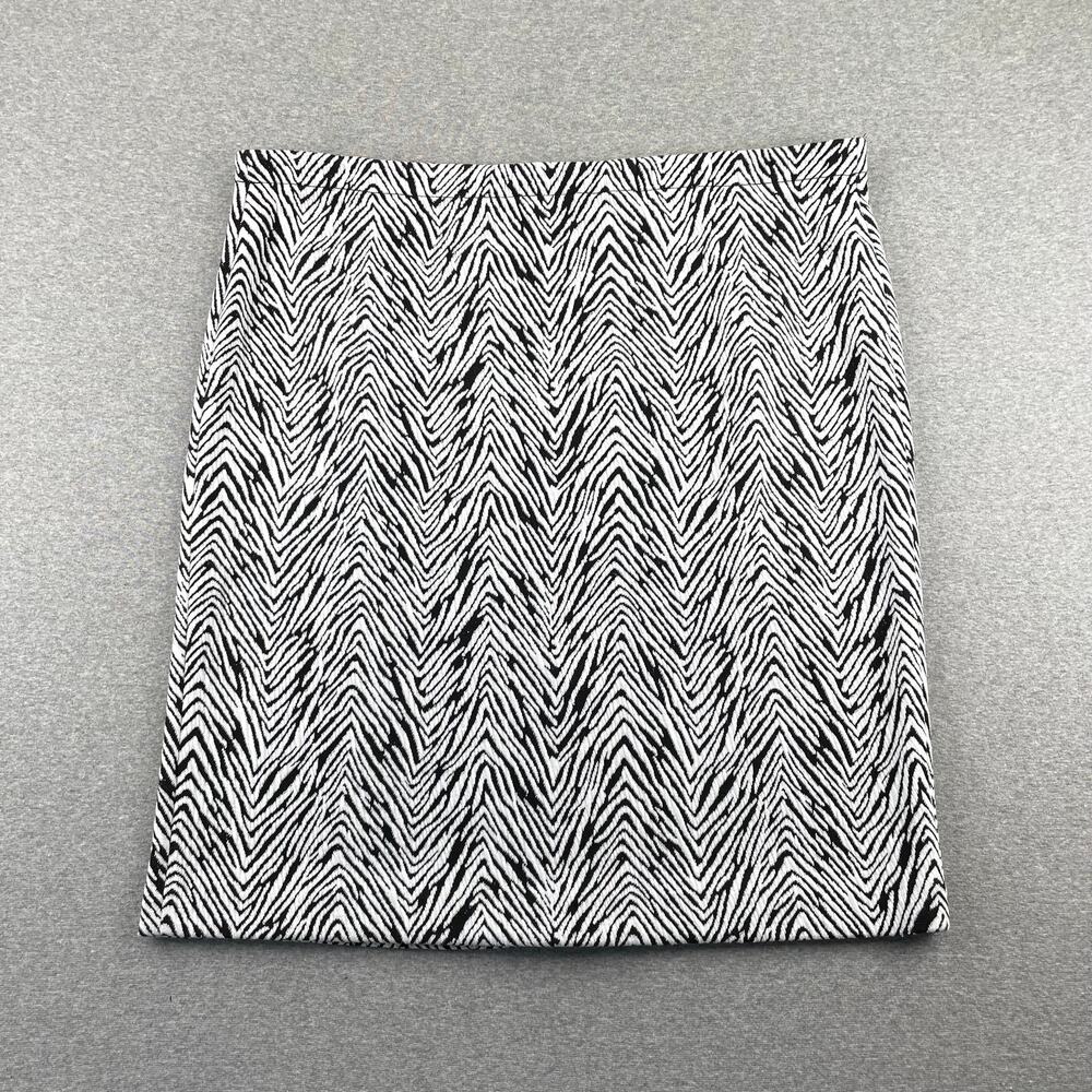 Vince Camuto Skirt Womens L Black White Zebra Jacquard Knit Pencil Office Career